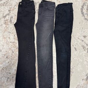 Bundle 3 Girls Jeans 11-12 Skinny Black Gray Stretch Denim